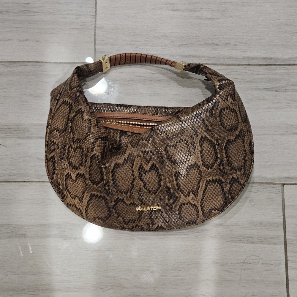 Brown Snake Print Hobo Bag